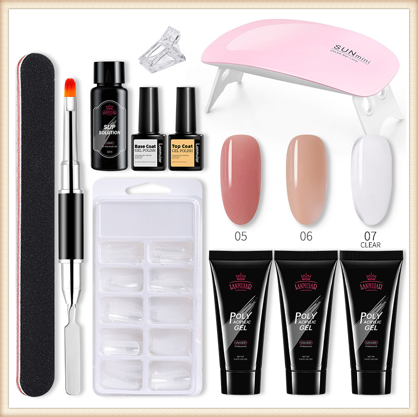 【The Edge of Beauty】New NYT Lanmuiar Nail Gel et 6W Led Lamp Full Manicure et Quick Extenion Nail Kit Builder Polygel et For Nail Nail Tool