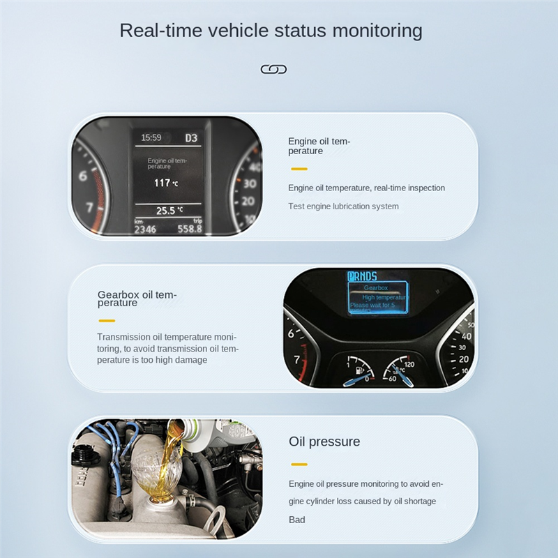 1 Piece S100 Dual Display HUD Head-Up Display OBD Multi-Function Black Vehicle Instrument Transmission Oil Temperature Monitoring. 