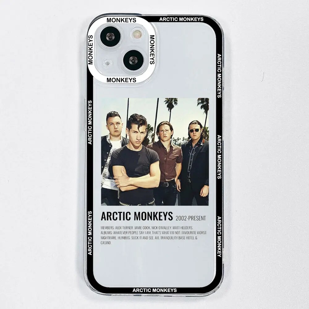 【kunmingxiashupu】Fashion Arctic Monkeys Phone Case for IPhone 14 12 Mini 13 15 Pro MAX XS XR 7 X 8 Plus SE2 Clear Soft Fundas for Iphone 11 Cover. 