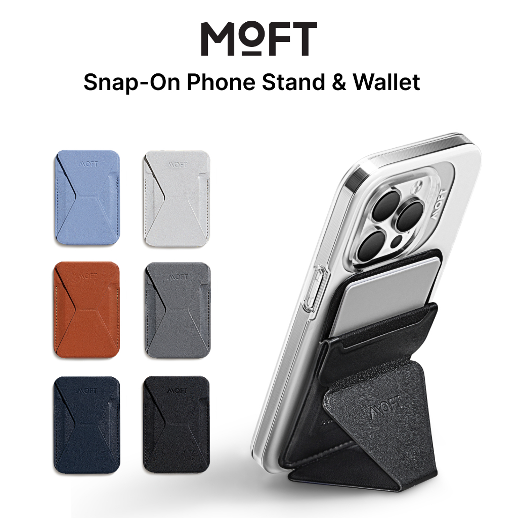 MOFT Magnetic Snap-on Phone Wallet Stand for iPhone 15/14/13/12 Series Compatible Phone Stand with 3 Viewing Angles