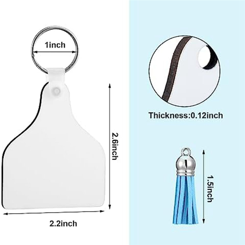 200 Piece Cow Ear Tag Sublimation Blank Keychains Bulk for Adding