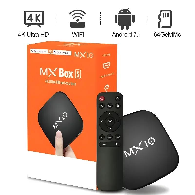 RK3228 MX10 Tv Receiver Android 7.1 OS Internet Tv Streaming Box Ram 128g Tv Box 3D Video Formats Black 4K Gua 4k 8gb