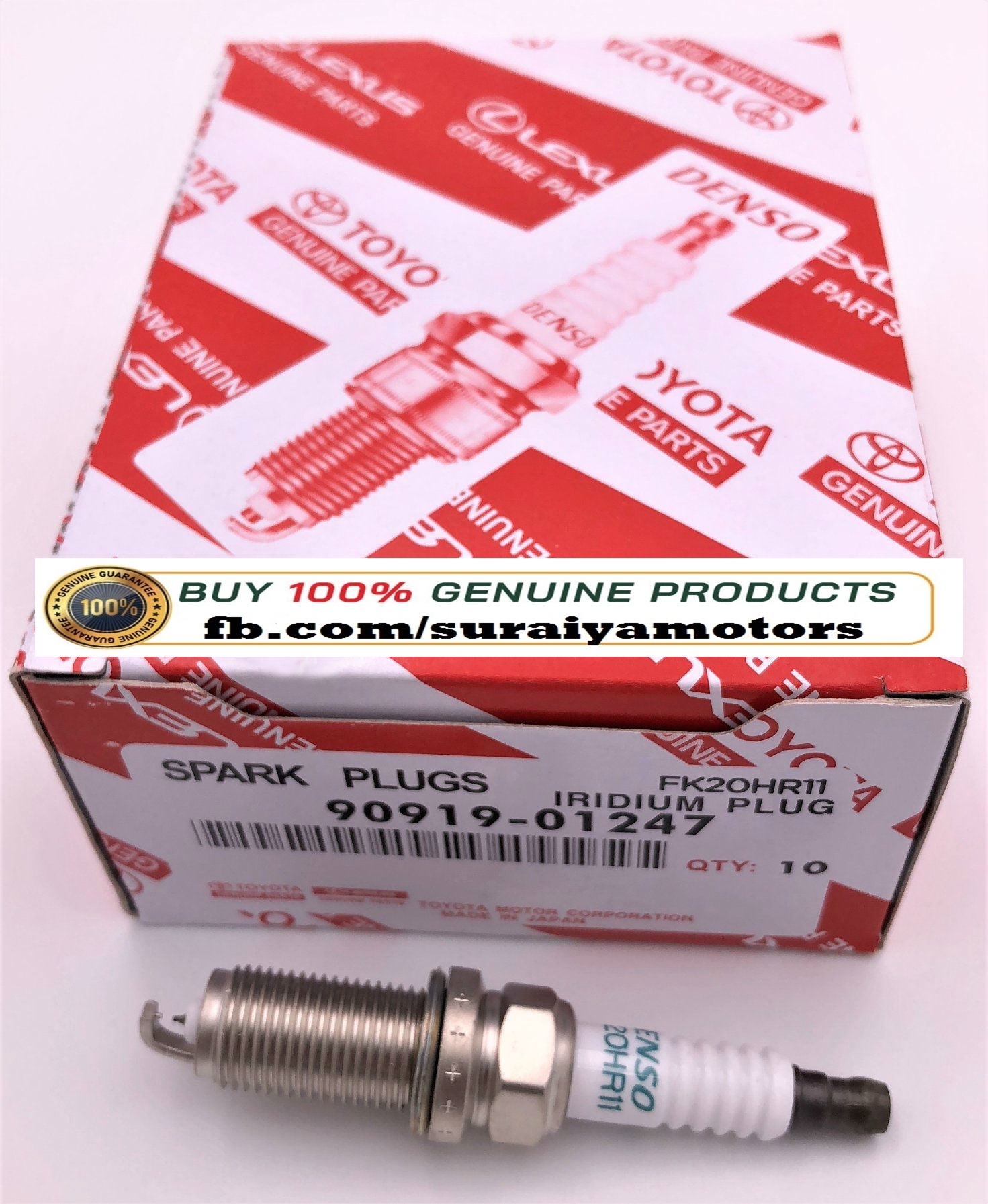 TOYOTA 90919-01247 (FK20HR11) IRIDIUM SPARK PLUG (4 PCS) Allion,Premio,Axio,Corolla. 