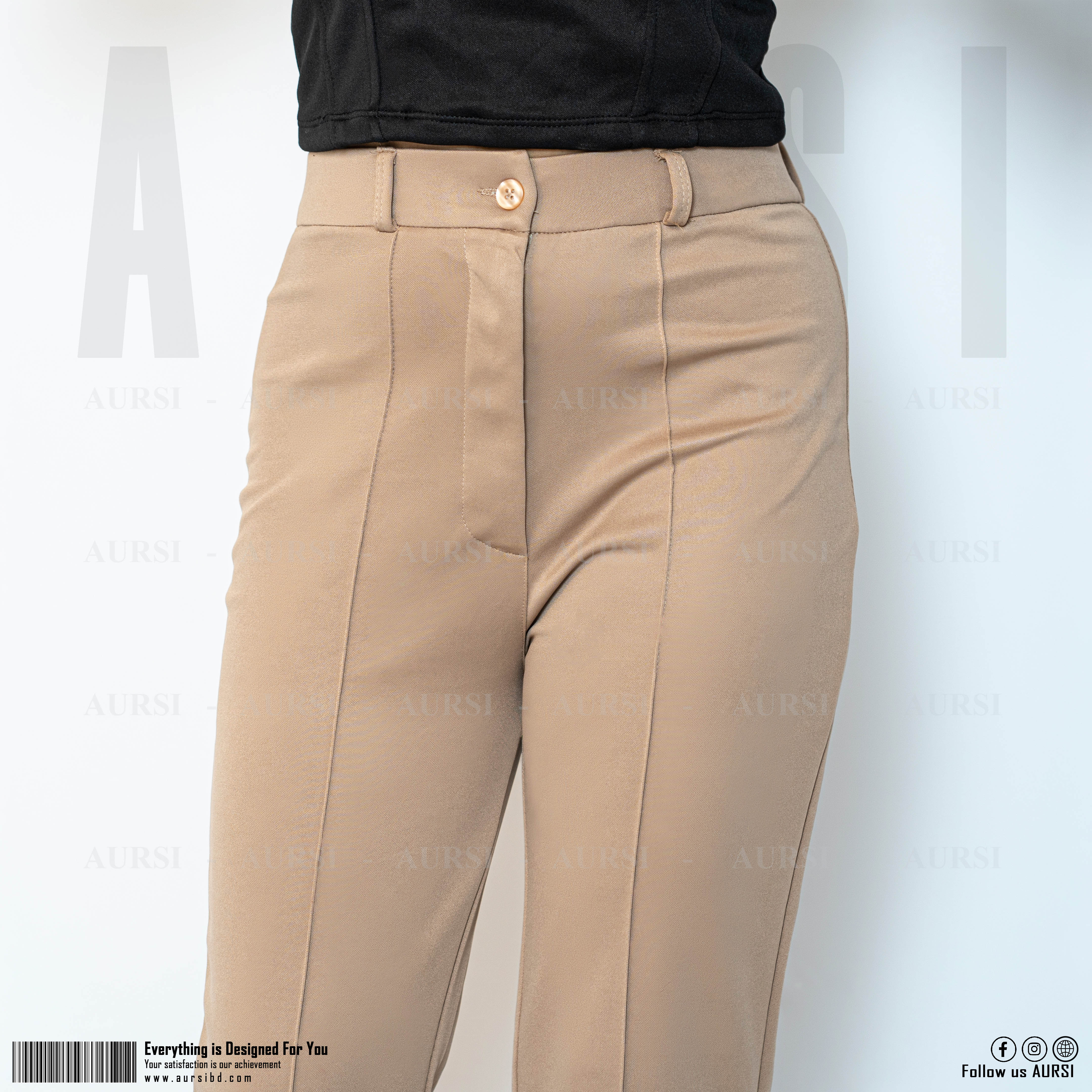 AURSI Bell Bottom High Waist Ladies  Flare Pant | Interlock Polyester Spandex Fabric - Stretchable. 