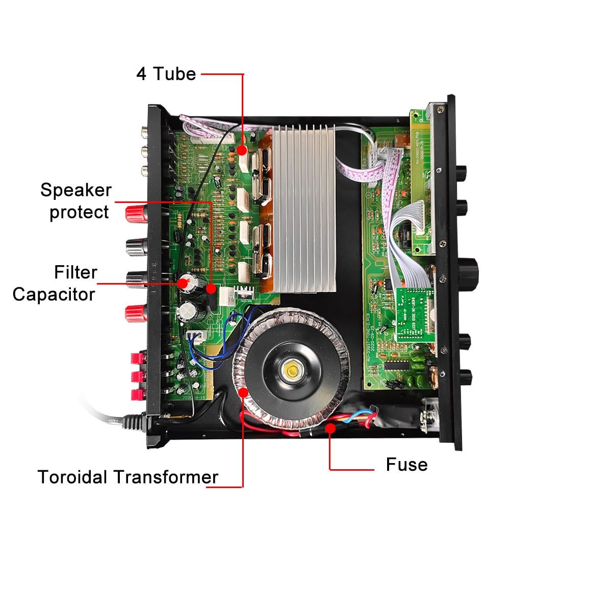 SUNBUCK 2000W 50/60Hz HIFI Digital Stereo Audio Power Amplifier Speaker 5 Channel Support 2 Microphone AUX Input AV-338ST - Black. 