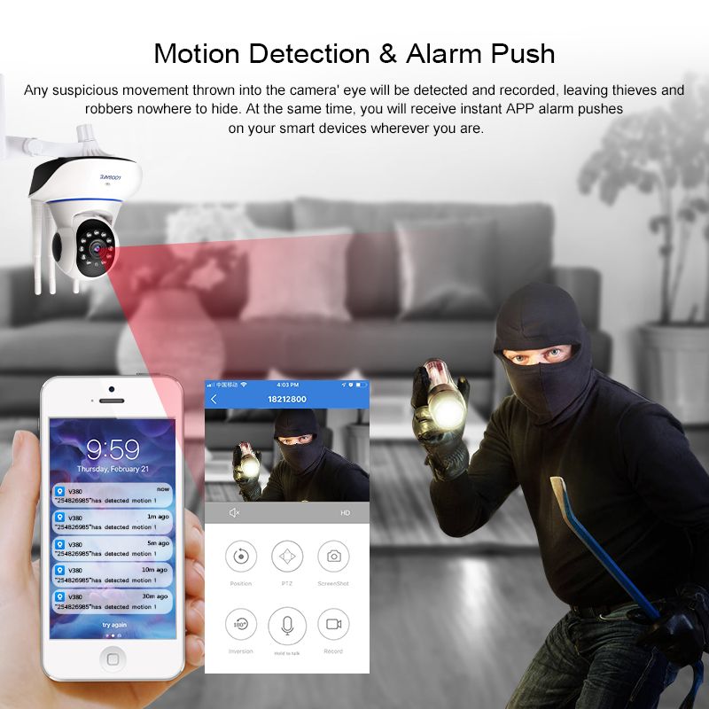 V380 PRO Q5 2MP HD 1080P WIFI IP Camera Night Vision 2 Way Audio 360 Degree Robotic 3 Antenna Camera With Land Port. 