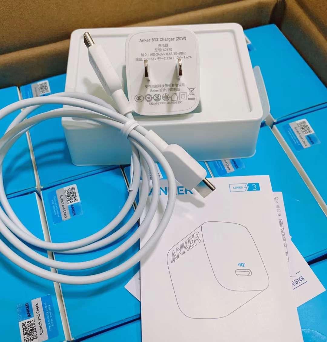Anker 312 20W IQ3 USB-C Wall Charger with USB-C Cable