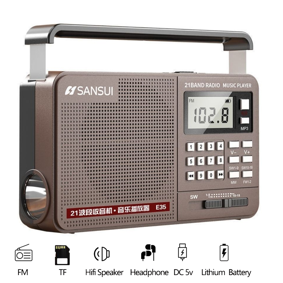 Portable FM Radio High Volume Smart Card Speaker Wireless Radio Small Sound FM Radio Music Digital Player with LED Flashlight