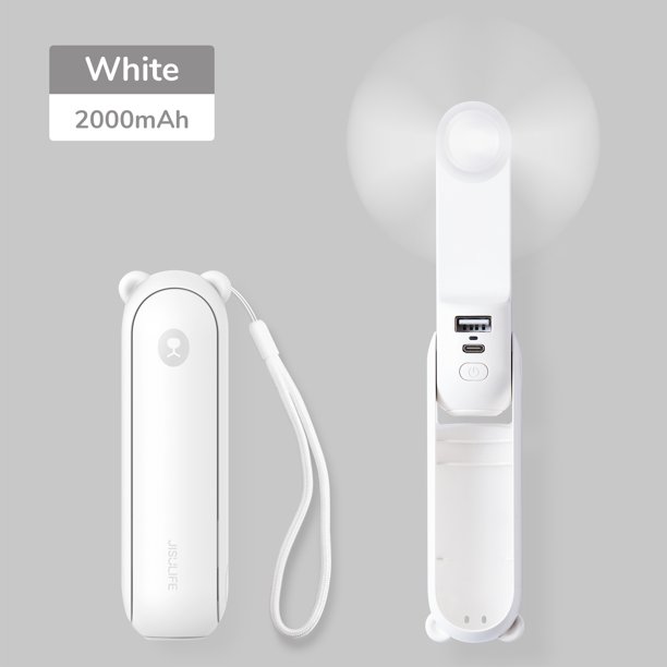 JISULIFE F8 Handheld Mini Fan 3 IN 1 Hand Fan Portable USB Rechargeable Small Pocket Fan Battery Operated Fan 14-21 Working Hours with Power Bank Flashlight Feature For Women Travel Outdoor. 