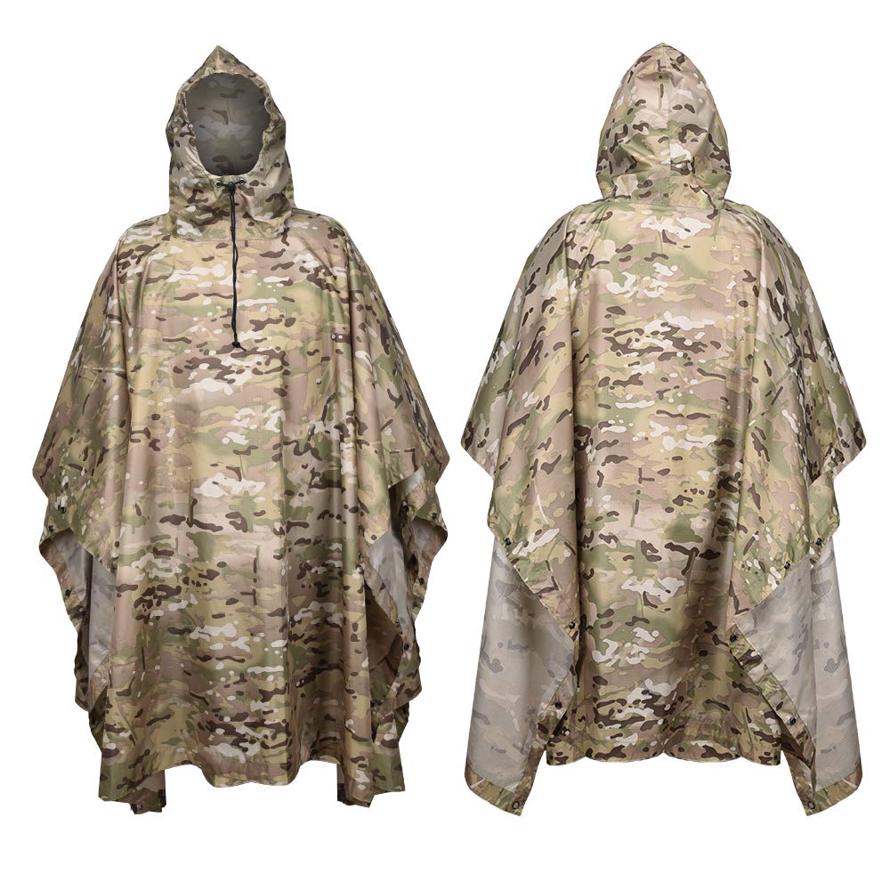 Camouflage Tactical Raincoat for Man Portable Folding Adult Army Waterproof Covered Military Poncho Women Motorcycle Rain Coat. 