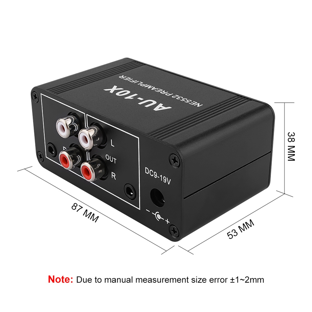 AU-10X NE5532 Stereo Audio Preamplifier Amp Headphone Amplifier Board Gain 20Db RCA 3.5MM Volume Control EU Plug. 