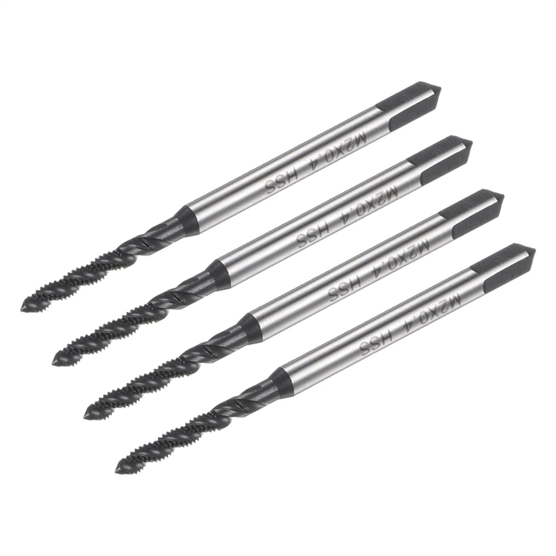 4pcs Spiral Flute Thread Taps, M2 x 0.4 Coated Metric Screw Tap