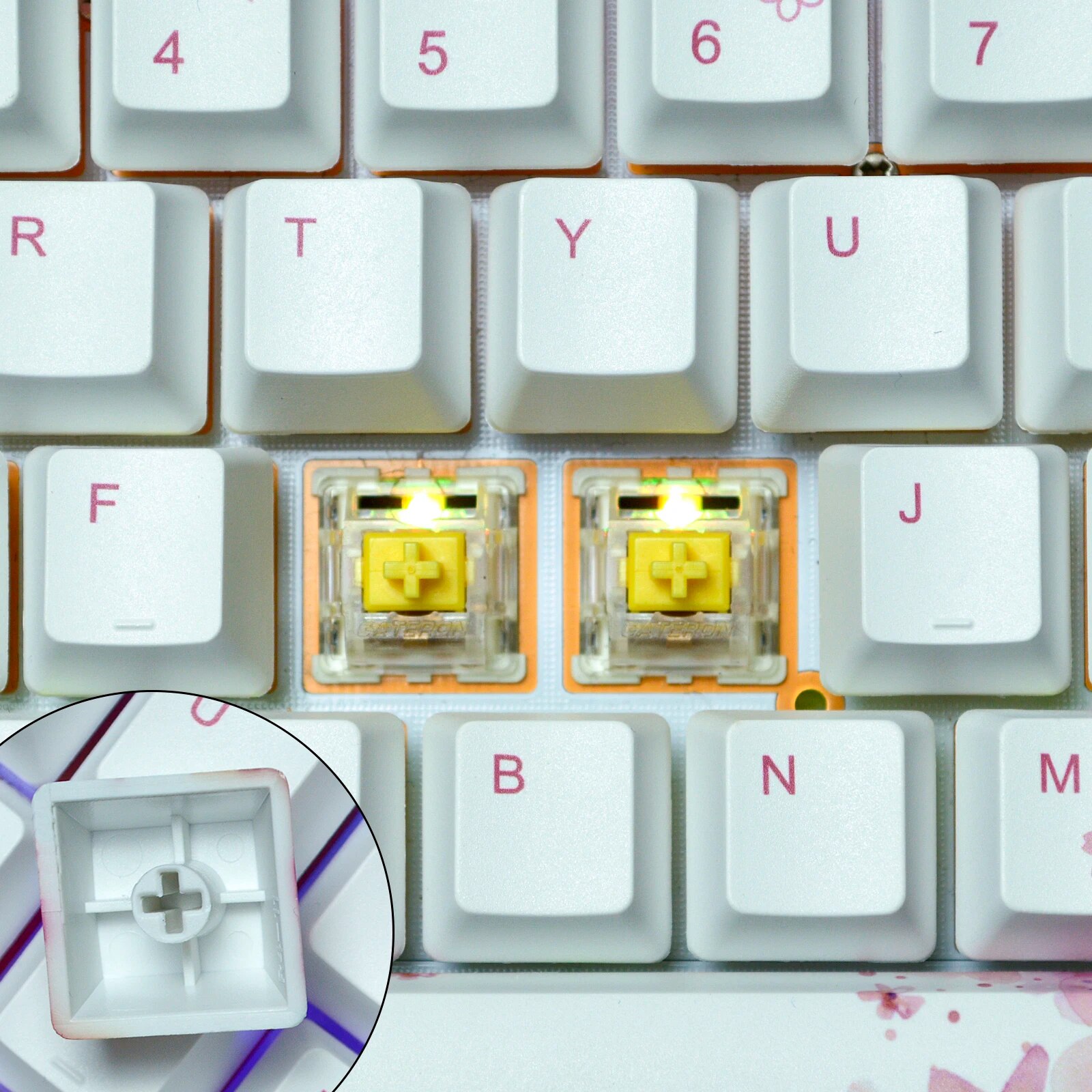 SAKURA 60% 100% Mechanical Keyboard Double-shot PBT Keycaps OEM Profile For Cherry MX Switches and DIY Gaming Bluetooth Keyboard. 