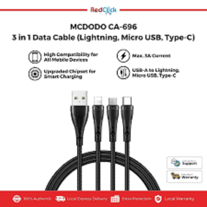 Macdodo CA-696 3 in 1 data cable