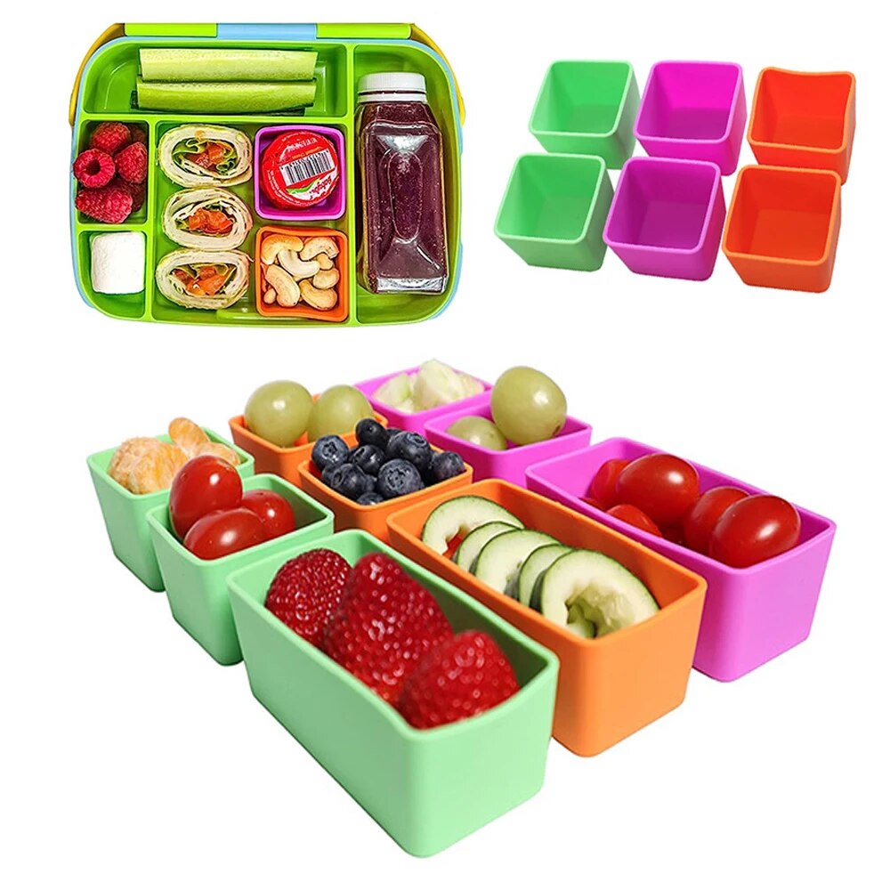 【NEW】 Silicone Lunch Box Microwaveable Household Square Salad Dressing Compartment Artifact Lunch Box For Kids