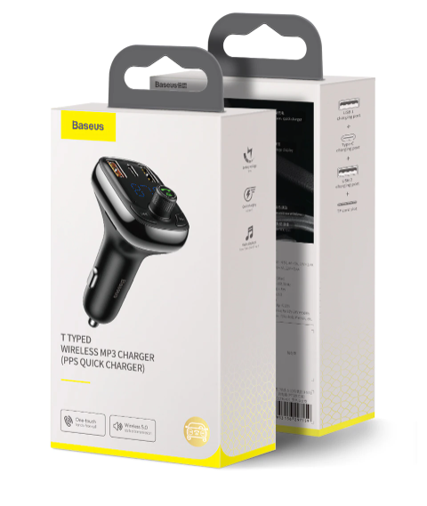 Baseus FM Transmitter Bluetooth 5.0 Handsfree Car Kit Audio MP3 Player With PPS QC3.0 QC4.0 5A Fast Charger Auto FM Modulator. 