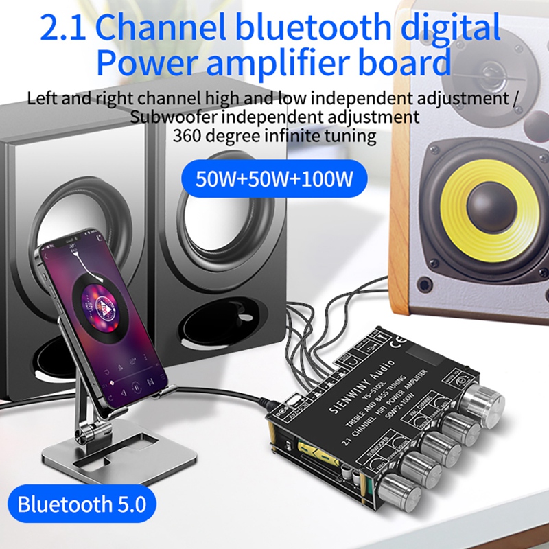YS-S100L Bluetooth Audio Amplifier Board Audio Amplifier Module Black 50X2+100W. 