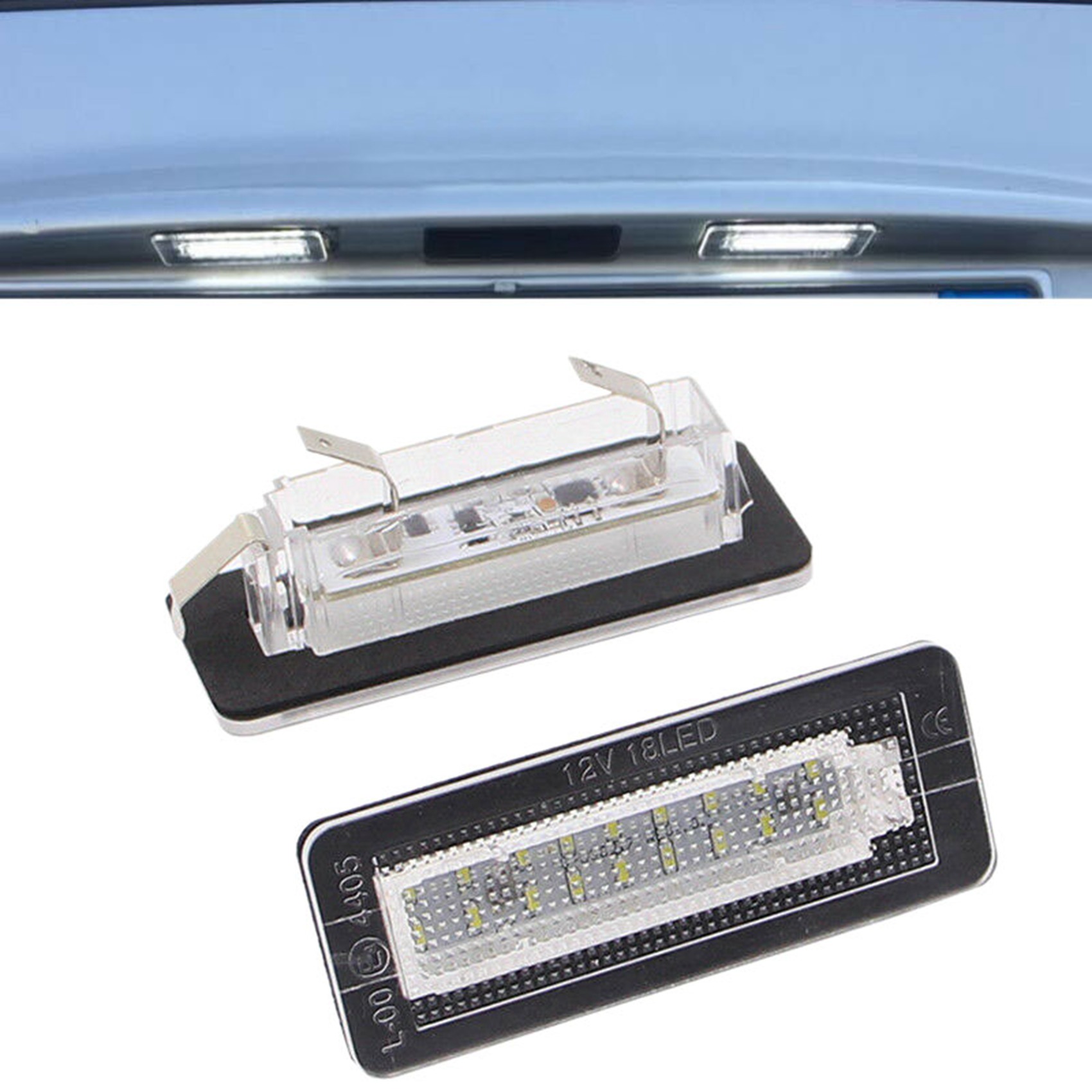 2X Car LED License Plate Light for Benz Smart for Two Coupe Convertible 450 451