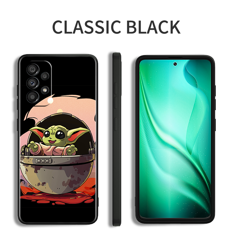 Star Wars Cute Baby Yoda Black Phone Case For Samsung A73 A72 A71 A53 A52 A51 A42 A33 A32 A23 A22 A21S A13 A03 5G Cover. 