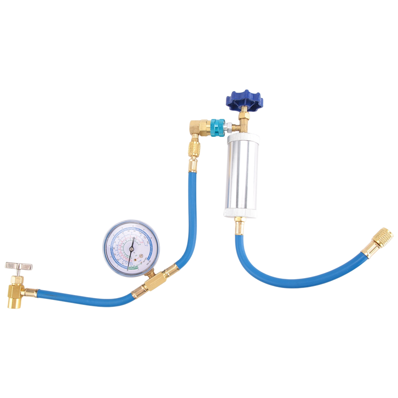 Air Conditioner A/C Oil Injector Tool with Gauge R12 R134A Adapter. 