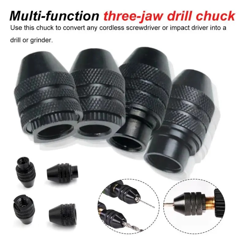 Mini Drill Chuck Keyless Drill Bit Adapter For Dremel Corded Rotary Tools Self-Tighten Electric Drill Bits Collet Fixture Tools. 