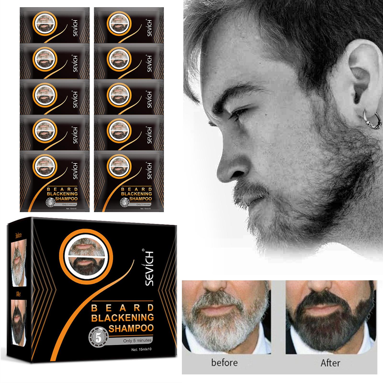 1box=10pcs Fast Black Beard Dye Wax Dark Beard Shampoo Beard Blackening Beard Non-irritating Dyeing Cream Balm Moderate Men. 
