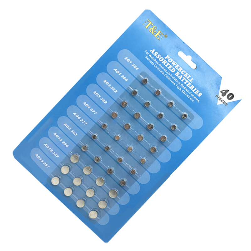 NEW 40 x ASSORTED BUTTON CELL WATCH BATTERY AG 1 / 3 / 4 / 5 / 12 / 13. 