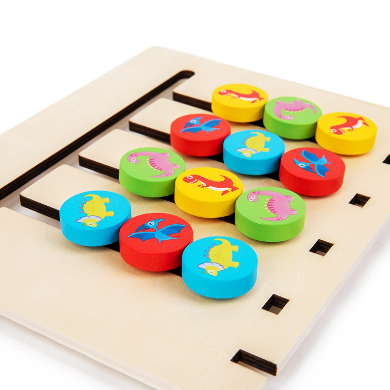 Children's wooden early education double-sided four walking game, baby color classification, logical thinking training, puzzle toys. 