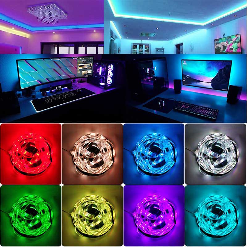 Customize Your Space with Vibrant RGB LED Strip Lights - App and Remote Control. 