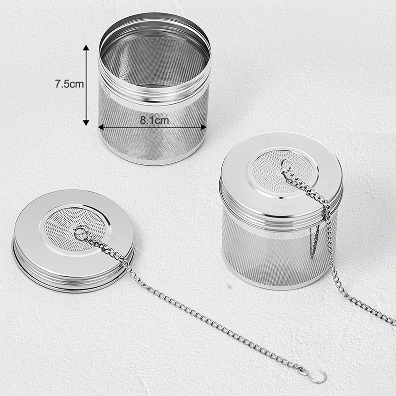 BRADOO 2 Pack Large Tea Ball Infuser for Loose Leaf Tea & Spice Infuser for Cooking, Threaded Lid, Extra Fine Mesh Tea Strainer. 