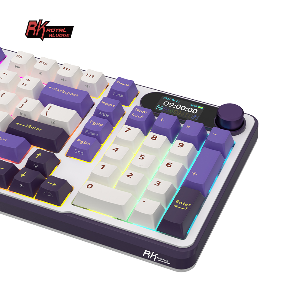 RK Royal Kludge RK S98 Blackberry 98 Key Tri-Mode RGB Wired Bluetooth 2.4G Wireless 3 Modes With TFT Screen. 
