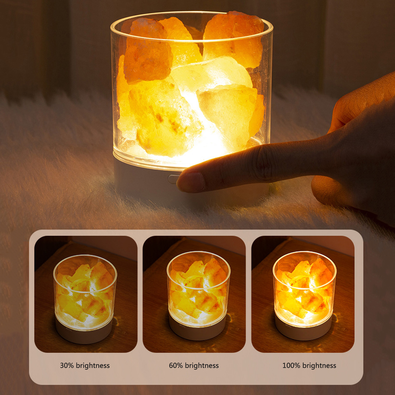 Migeet Natural Crystal Himalayan Salt Lamp Multi-color Brightness Adjustable Bedside Table Lamp. 