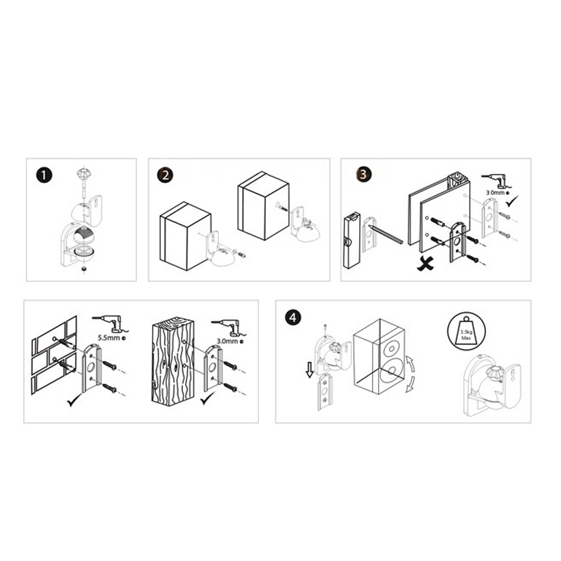 Universal Rotatable Speaker Wall Mount Stand Bracket 1 Pair. 