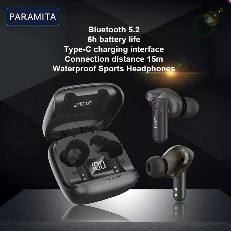 DUOPUNI bluetooth earphone True dual dynamic circle digital display stereo wireless TWS earbuds 5.3 with charging compartment in-ear binaural sports. 