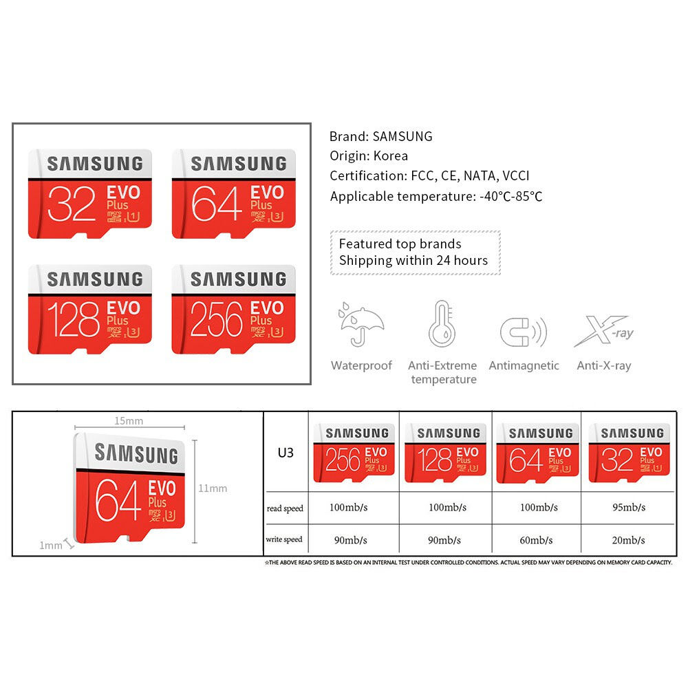 Samsung 64GB Evo Plus Micro SDXC UHS-I Memory Card Class 10. 