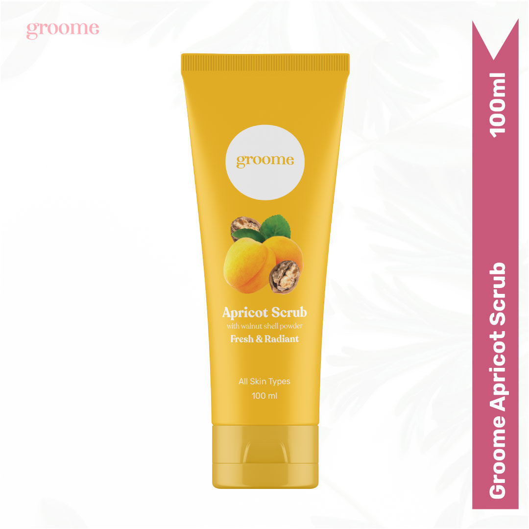 Groome Apricot Scrub deep gentle exfoliation remove dead skin unclog pores reduce blemish excess oil (EXP : 10/27)