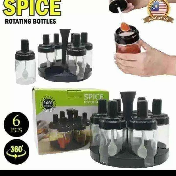 Streamlined Spice Organization - Rotating Bottle Set 360° - Keep Your Kitchen Spices Neat And Accessible. 