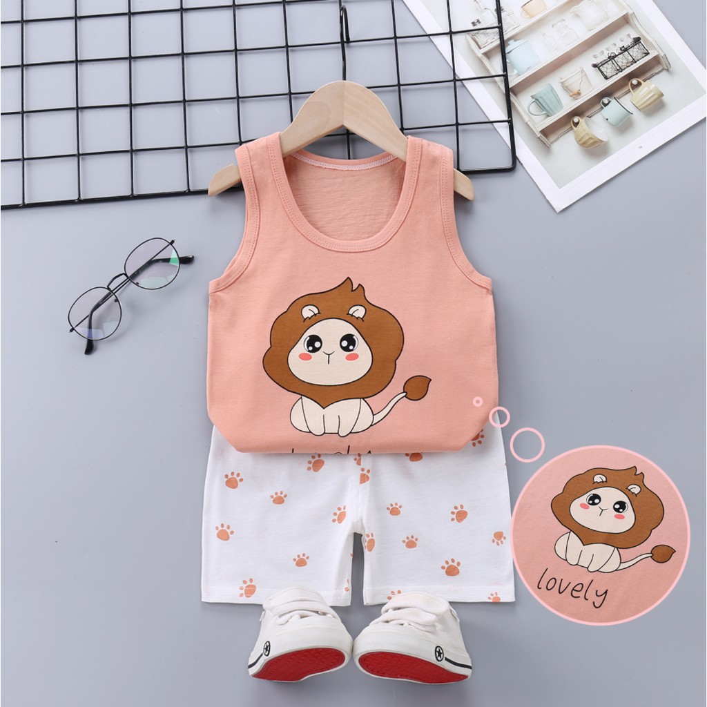Lion Cub Ensemble Sleeveless/Maggie T-Shirt and Pant Set for Baby - PassOn