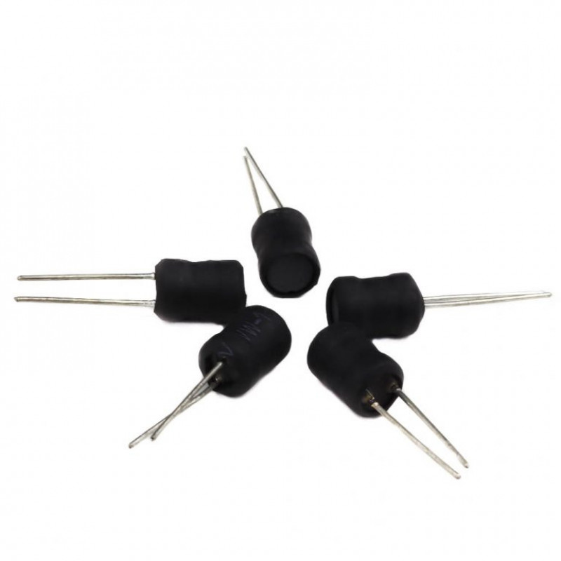 5pcs Radial Inductor 220uH Magnetic Core Ferrite Drum Core Choke Power Inductor Through Hole Lead For PCB Board Electronics Projects DIY. 