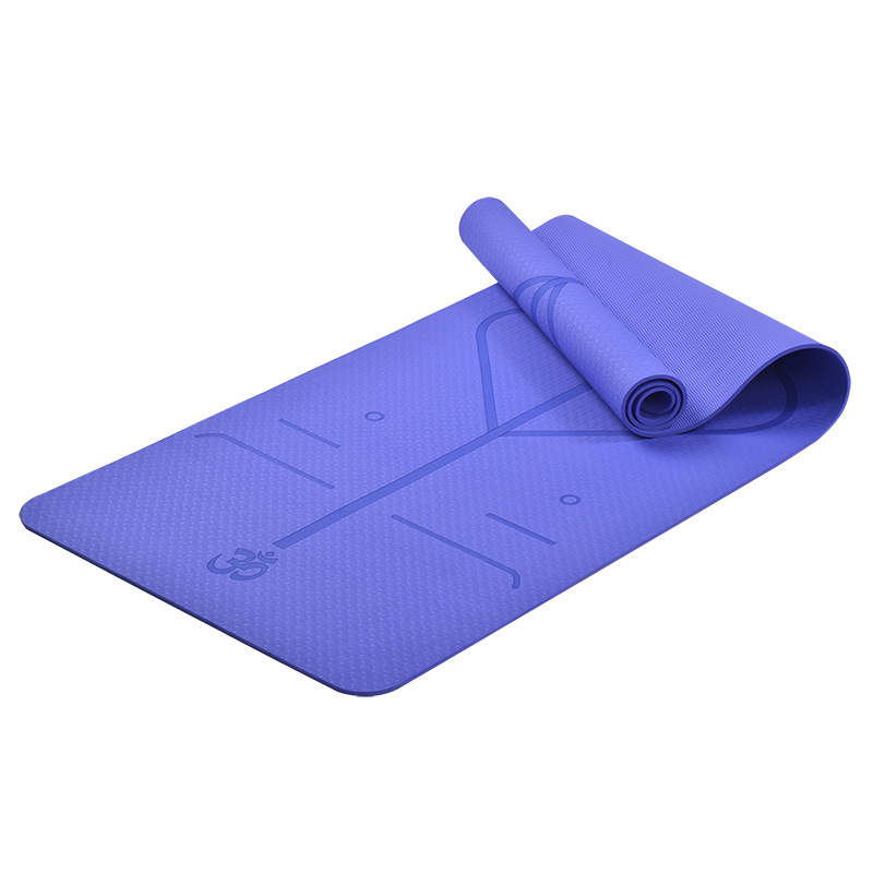 Asana line single and double color tpe yoga mat elastic fitness exercise mat beginner anti slip yoga mat can uv print. 