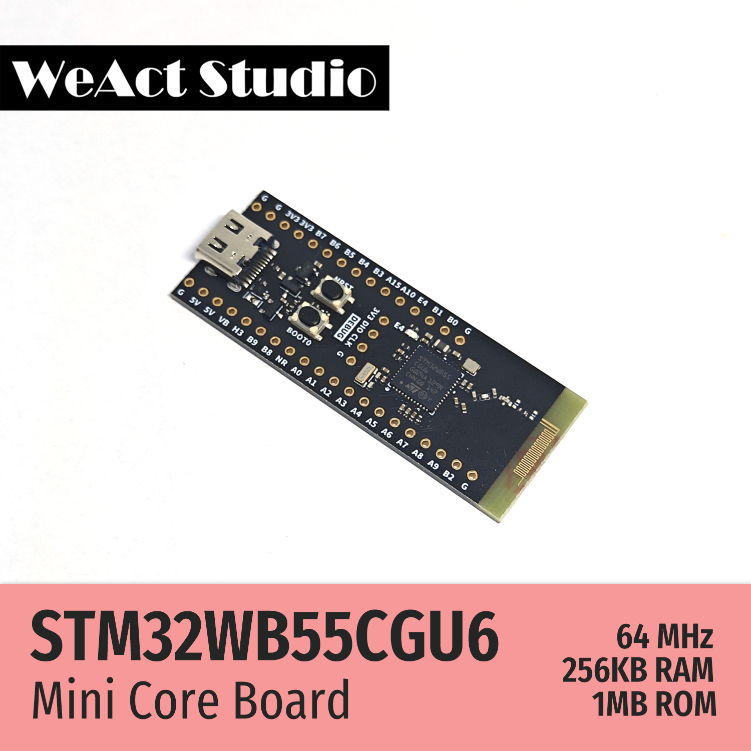 WeAct STM32WB55CGU6 STM32WB55 STM32WB STM32WB55CG BLE-5.4 802.15.4 Zigbee Thread Matter USB AES-256 Core Board Demo Board. 