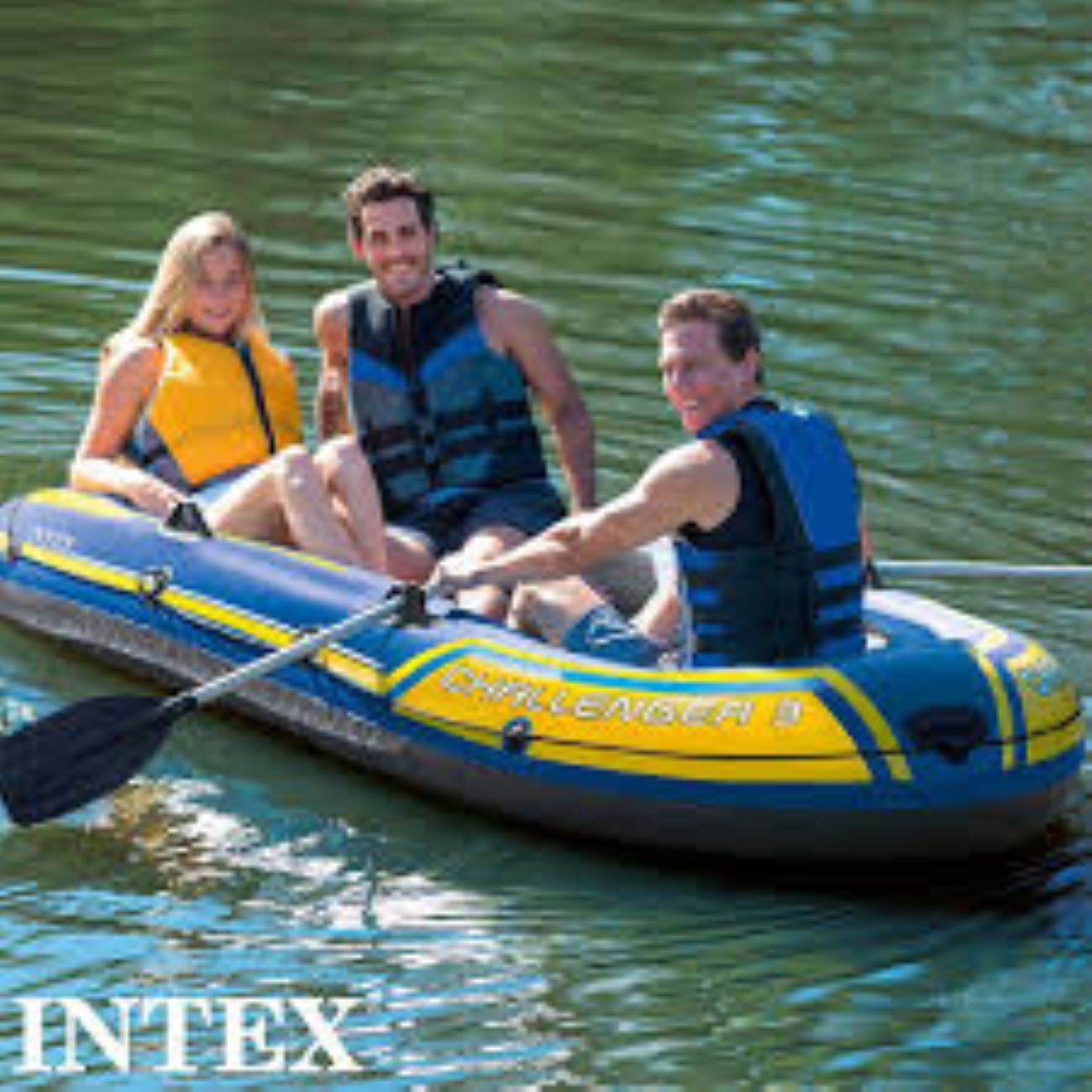 Intex 68370 challenger 3 inflatable air boat set