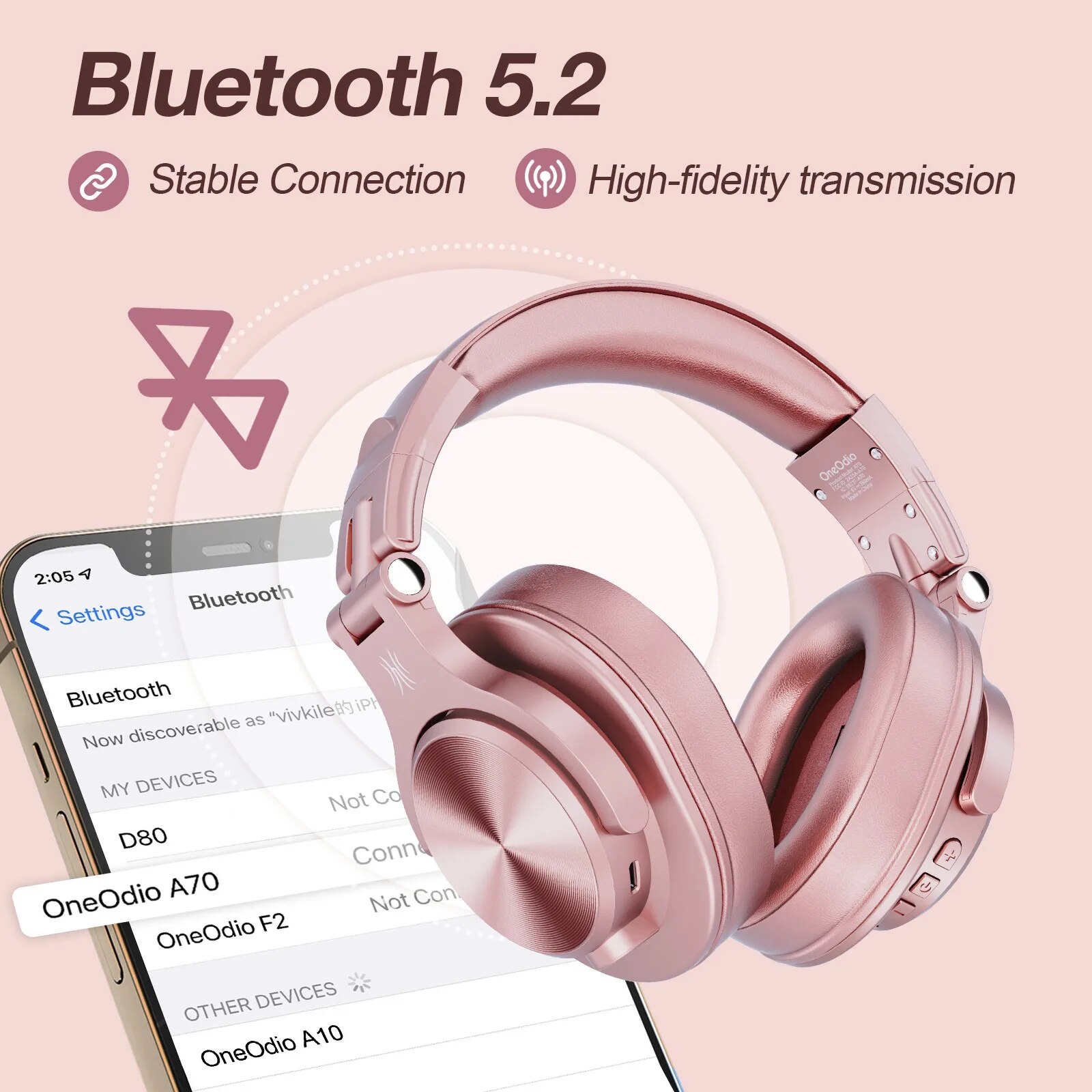 Oneodio A70 Wireless Headphones Bluetooth 5.2 Earphone Over Ear Handsfree Headset With Microphone For Phone PC Computer Office. 