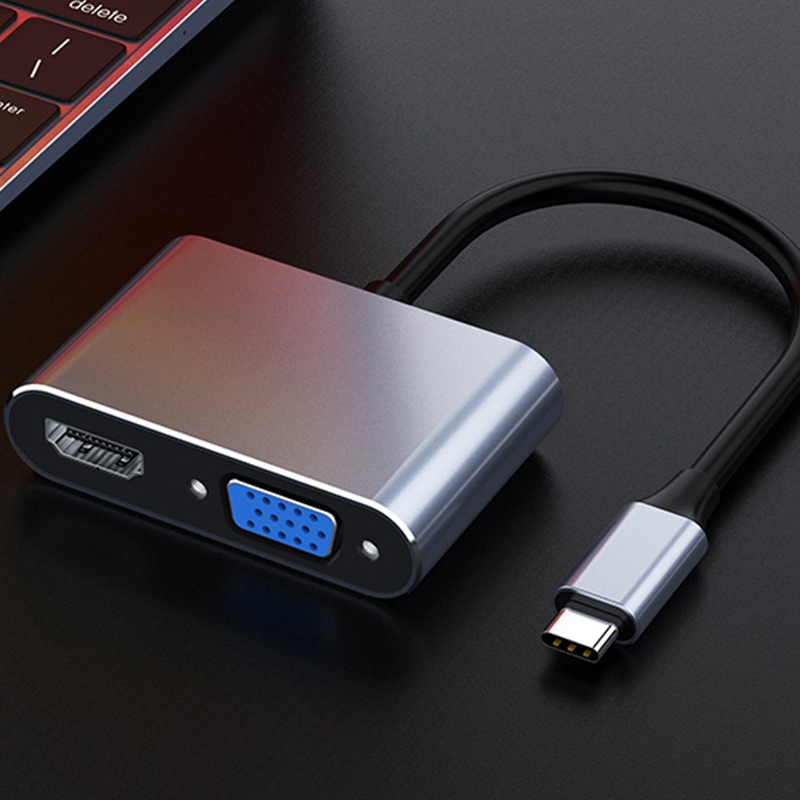 USB C to HDMI VGA Multiport Adapter 4K Type C USB-C HUB Video Projectors Converters Port Adaptor for Macbook Pro. 