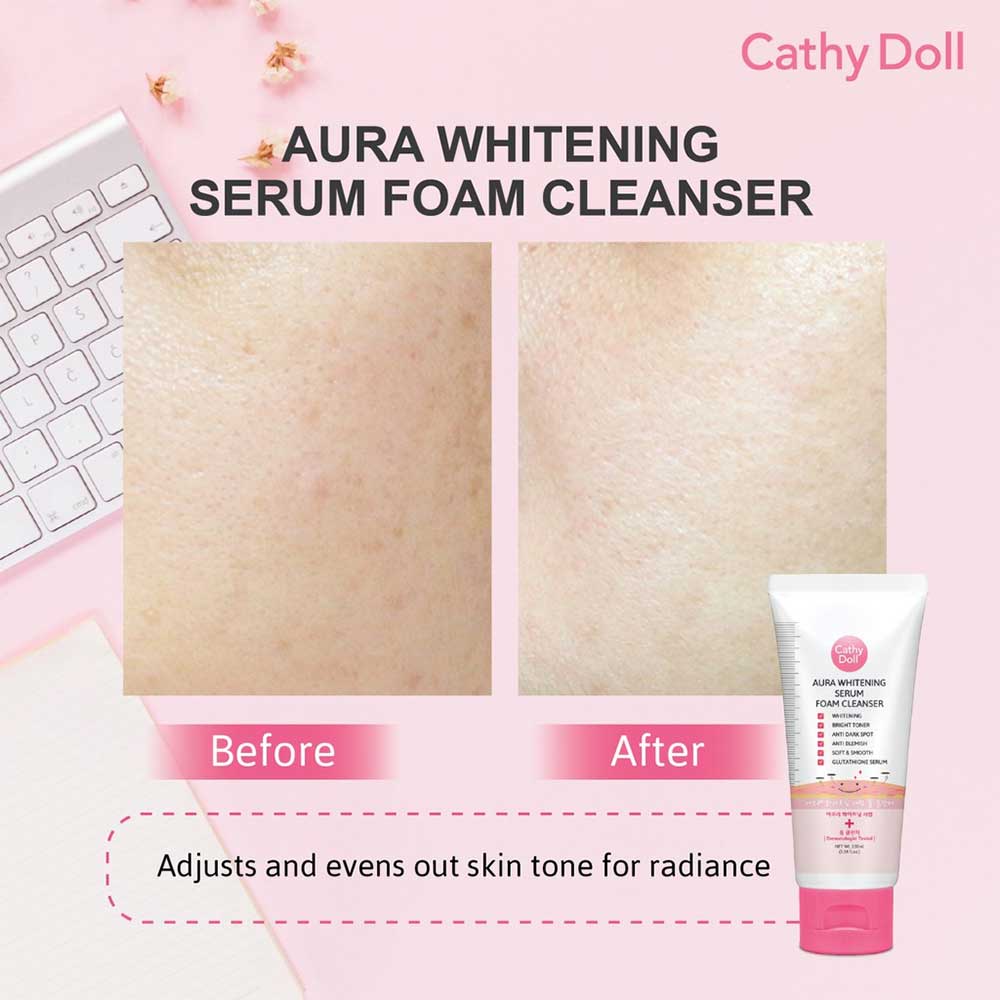 Aura Whitening Serum Foam Cleanser 100ml Cathy Doll Face Wash (Made In Korea). 