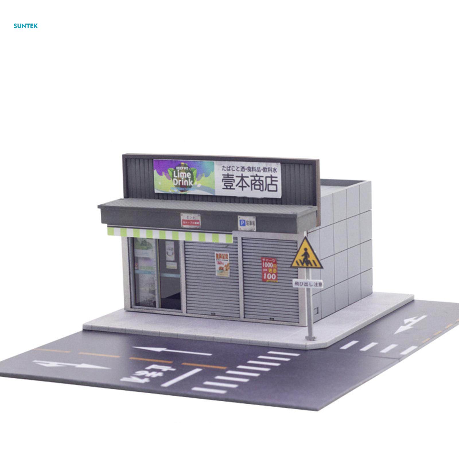 1/64 Scene Street Backdrop Background Collection Scenery Decoration Street Corner Shops for Scale Figures Dolls Character Layout Diorama. 