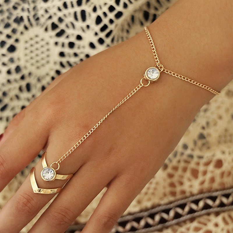 Crystal Ring Bracelet for Women Ladies 