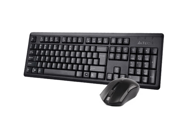A4TECH 4200N Wireless Keyboard Mouse Combo - 2.4G Wireless - 12 Multimedia Hotkeys - 1000 DPI - For PC/Laptop - Black. 