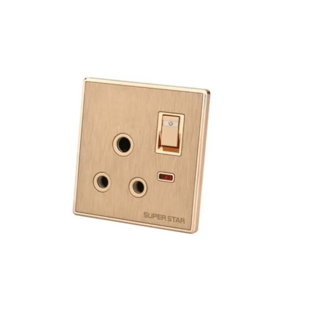 Super Star Glamour 15A 3 Pin Round AC Socket with Switch Three 3Pin A/C Electrical