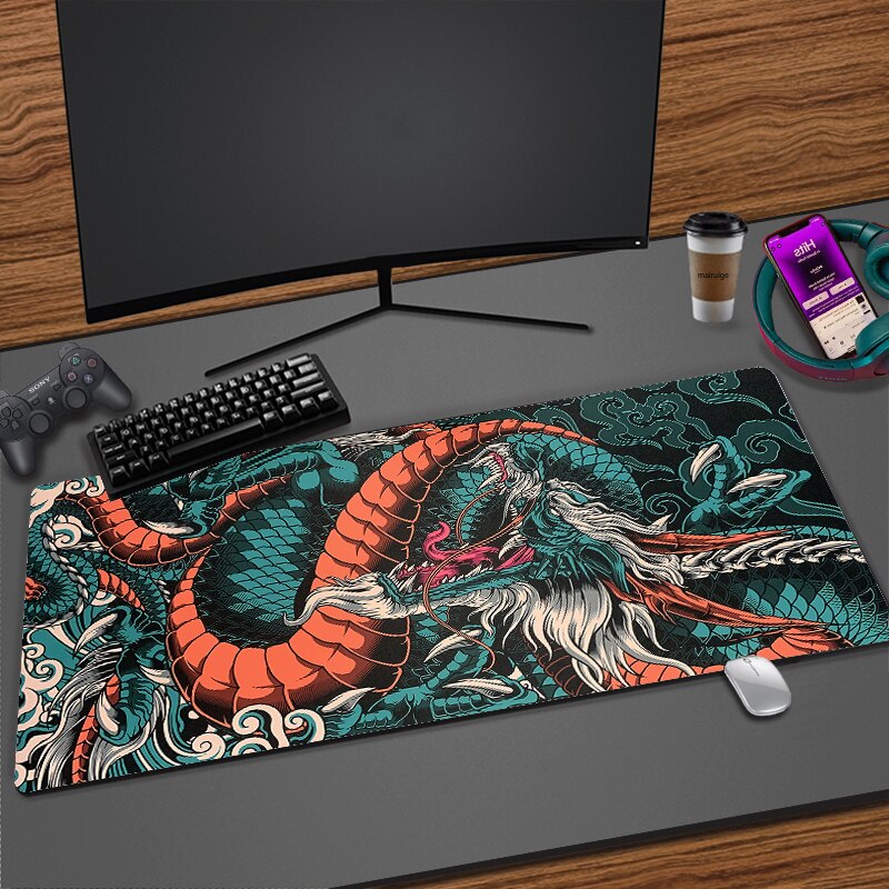 400 70L Keyboard Game Play Japanese Dragon Large Game Mouse Pad XX Home Mouse Pad On Table Speed Table Mat Anime 900x0X300 Mouse Pad. 